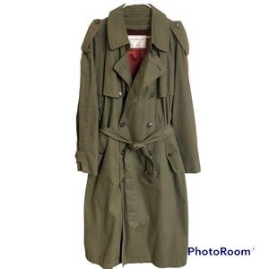 Vintage TOWN Long Trench Coat Wool Lining Large